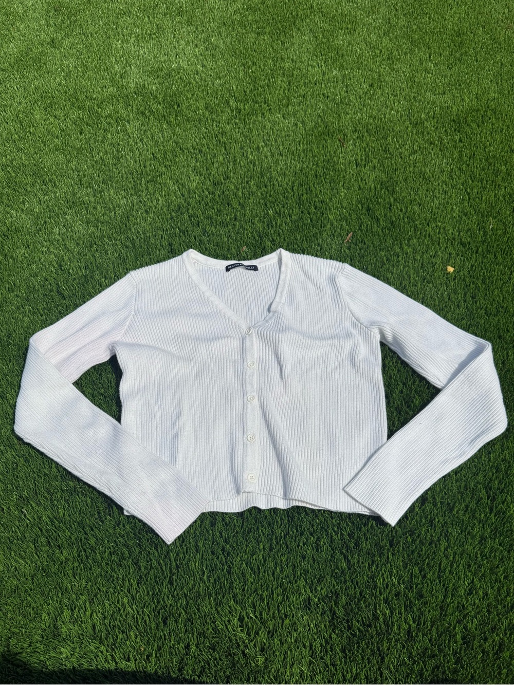Brandy Melville white/cream ribbed button up cardigan
